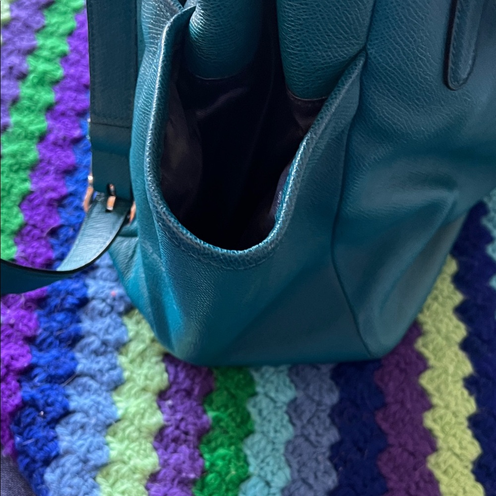 Coach Teal Leather Bag - Baby Bag or Work - Picture 6 of 11